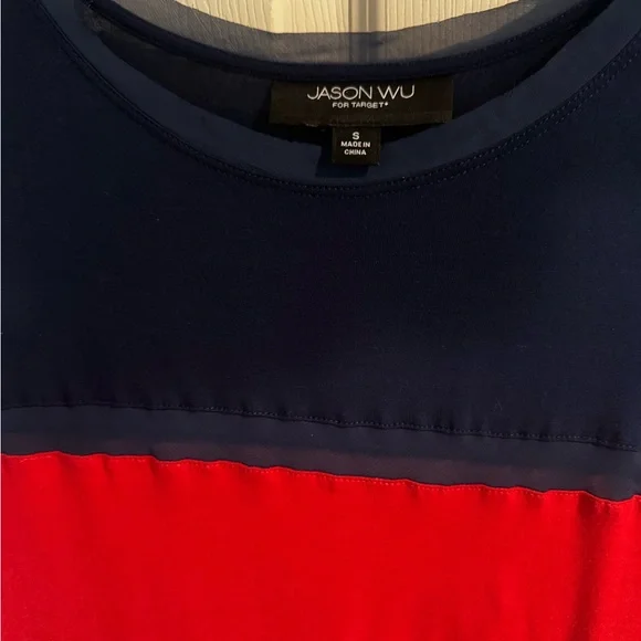 Jason Wu Red and Navy Shift Dress Small - Picture 4 of 7